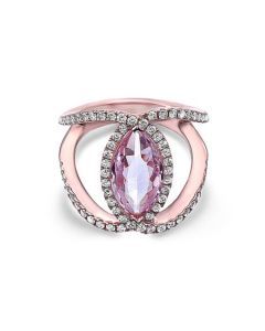 Charles Krypell Rose Gold Morganite Diamond Ring 3-7267-PM