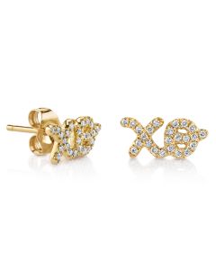 Sydney Evan Large 14K Yellow Gold Diamond XO Script Stud Earrings - FINAL SALE 