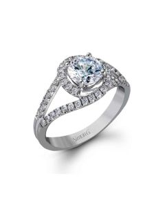 Simon G Passion Platinum Diamond Swirl Halo & Split Shank Engagement Ring Setting	