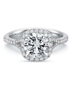 Precision Set Extraordinary Collection Diamond Cushion Halo Engagement Ring 