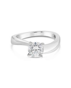James Free Platinum Curve Art Deco Solitaire Engagement Ring Setting	