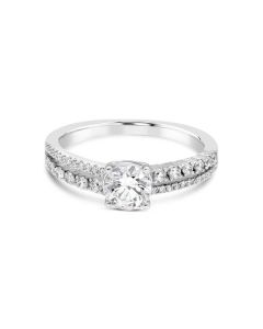James Free Platinum Two Row Pave Split Shank Engagement Ring Setting	