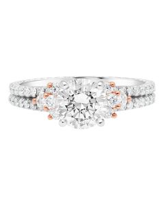 Jack Kelege Two-Tone Diamond Cluster Diamond Shoulder Engagement Ring