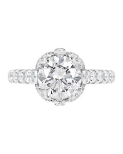 Jack Kelege Platinum Engagement Ring with Diamond Shank
