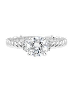 Jack Kelege White Gold Diamond Shoulder Accent Twisted Side Solitaire Engagement Ring