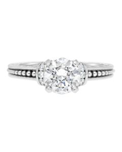 Jack Kelege White Gold Twist Design Sides Diamond Shoulder Engagement Ring Setting