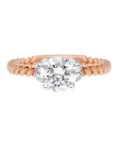 Jack Kelege Two-Tone Diamond Solitaire Twisted Shank Engagement Ring 