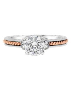 Jack Kelege Two-Tone Diamond Solitaire Engagement Ring With Twisted Shank