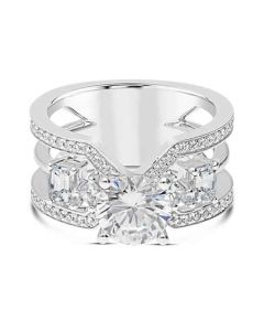368522 Gabriel & Co. 18K White Gold Split Shank Side Stone Diamond Engagement Ring