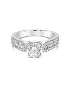 Sereena 14K White Gold Triple Row Diamond Pave Engagement Ring 368679