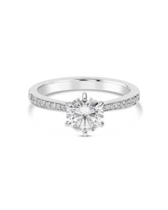 Precision Set 18K White New Aire Prong Diamond Engagement Ring 221828W