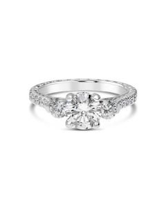 Jack Kelege 18K White Gold Triple Diamond & Pave Engagement Ring KGR1041