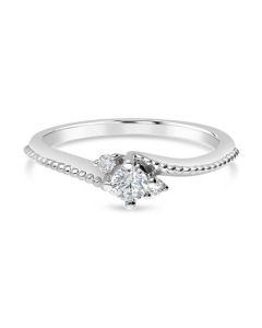 Sereena 14K White Gold Embellished 3 Stone Diamond Engagement Ring Setting ER10066W44JJ
