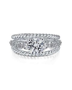 18K Three Row Twist Diamond Semi-Mount Engagement Ring
