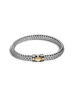 John Hardy Dot Deco Small Silver Link & Yellow Gold Station Bracelet