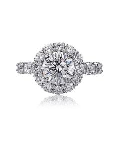 Christopher Design Crisscut Collection Round Diamond Halo Engagement Ring G52RD100