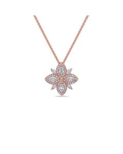 Charles Krypell 18K Rose Gold Diamond Lotus Pendant Necklace 4-9328-PD