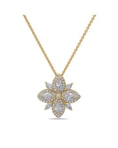 Charles Krypell 18K Yellow Gold Diamond Lotus Pendant Necklace 4-9328-YW