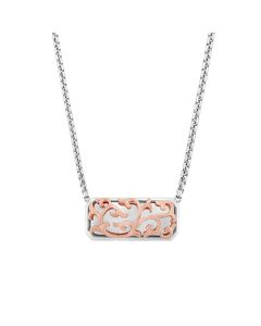 Charles Krypell Silver & Rose Gold Ivy Lace Bar Pendant