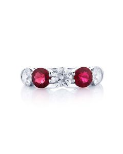 5221-004 JB Star Round Diamond And Ruby Platinum Band