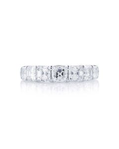 5247-002 JB Star Graduating Square Emerald Cut Diamond Platinum Band