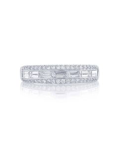 5248-003 JB Star Baguette Channel And Pave Diamond Platinum Wedding Band 
