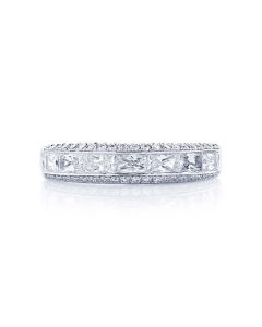 5248-014 JB Star Signature Cut Center Diamond And Micro Pave Platinum Band