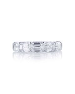 5267-001 JB Star 5 East West Emerald Cut Diamond Platinum Band