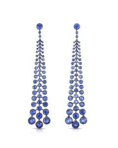 James Free Platinum Sapphire Dangle Earrings 