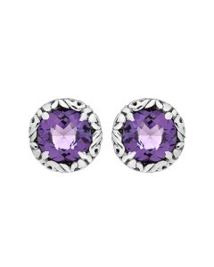 Charles Krypell Silver Amethyst Stud Earrings 1-6944-SAMY
