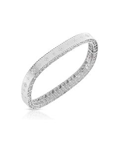 Roberto Coin Princess Small Fleur De Lis Diamond Bangle in 18K White Gold