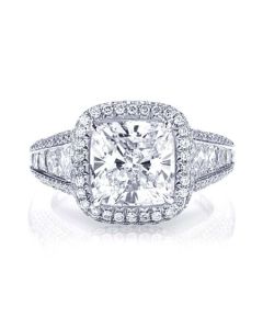 JB Star Platinum Diamond Cushion Halo Engagement Ring 7154-004