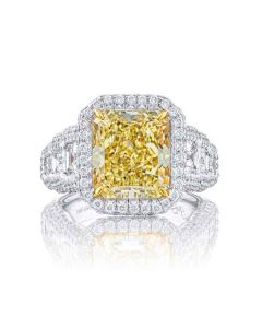 JB Star Platinum Fancy Yellow Diamond Ring Size 6.5