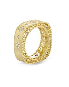 Roberto Coin 18K Yellow Gold Princess Satin Finish Fleur De Lis Diamond Ring 7771211AY65X