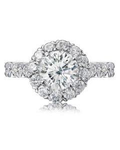 Christopher Design Crisscut Collection Round Diamond Halo Engagement Ring G52RD050
