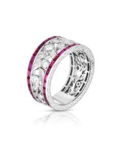 James Free Platinum Diamond And Ruby Wide Band 