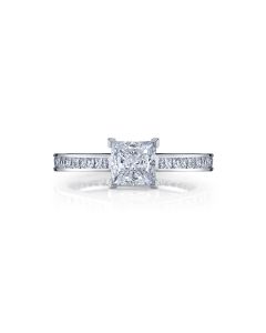  Channel Set 18K White Gold and Platinum Diamond Engagement Ring Setting
