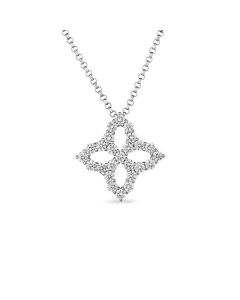 Roberto Coin 18K White Gold Diamond Encrusted Medium Princess Flower Pendant small
