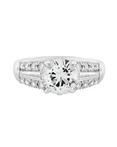 Christopher Designs Crisscut Round Three Row Tapered Baguettes Round Engagement Ring G47-RD150