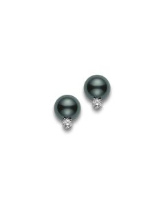 Mikimoto Black South Sea Pearl Stud Earrings With Diamonds PES802BDW