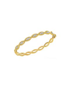 Roberto Coin New Barocco One Row Diamond Braided Bangle Bracelet in 18K Yellow Gold