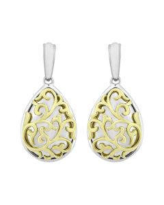 Charles Krypell Two Tone Pear-Shaped Ivy Lace Drop Earrings 1-6975-ILSG