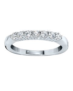 James Free 14K White Gold Seven Prong Set Diamond Wedding Band