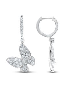 James Free 18K White Gold Diamond Butterfly Earrings 