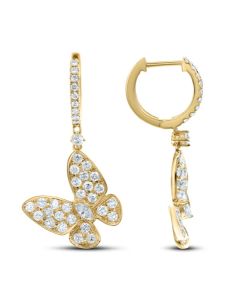 James Free 18K Yellow Gold Diamond Butterfly Earrings 