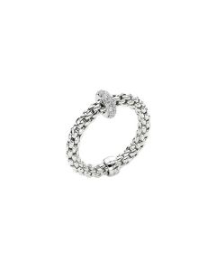 FOPE Prima Flex'it 18K White Gold Single Diamond Rondel Ring Size Medium AN745 BBRM-W
