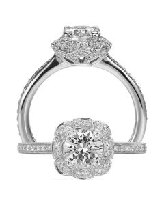 Ritani 18k White Gold Floral Diamond Halo Semi-Mount