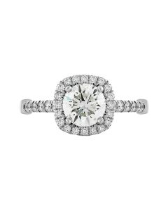 Propose Tonight Cathedral Diamond Cushion Halo Round Diamond Center Engagement Ring