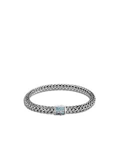 John Hardy Classic Chain 6.5MM Reversible Swiss Blue Topaz and Black Sapphire Icon Bracelet