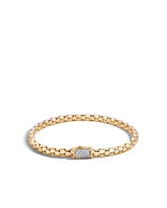 John Hardy Women's Dot 18K Yellow Gold & Diamond Pave Slim Pusher Clasp Bracelet BGX39102DIX
